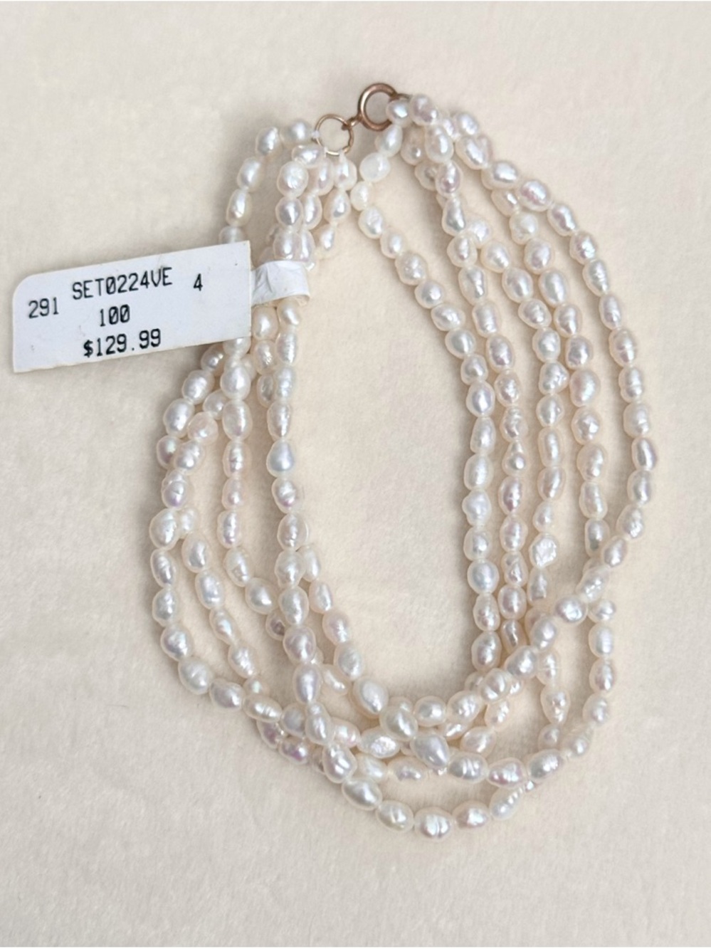 14k Yellow Gold Multi-Strand Pearl Bracelet NWT